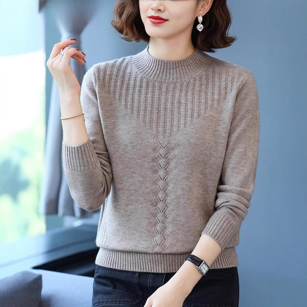 Damen eleganter Strickpullover mit modernem Zopfmuster Drune
