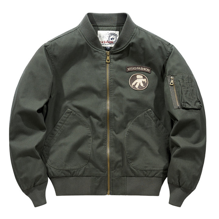 Herren  Baumwoll-Twill Aviator-Stil Bomberjacke mit geschwungenen Handtaschen Drune