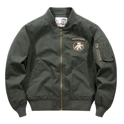 Herren  Baumwoll-Twill Aviator-Stil Bomberjacke mit geschwungenen Handtaschen Drune