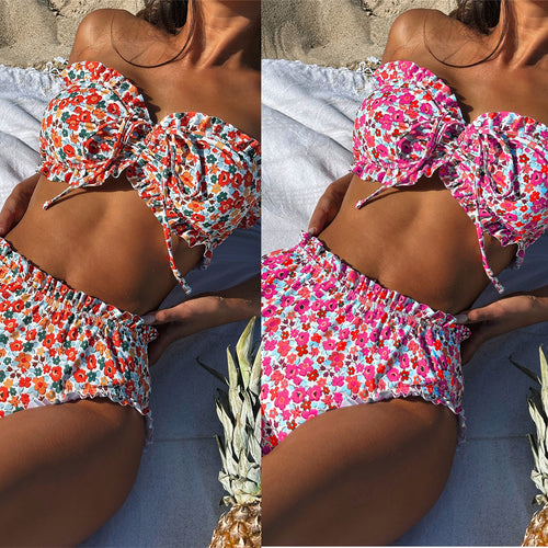 Damen Bandeau-Bikini-Set mit verspieltem Rüschendesign Drune