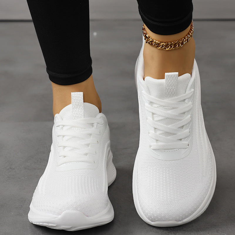 Damen Atmungsaktive Strick-Schnürsneaker mit ergonomischer Wedge-Dämpfung Drune