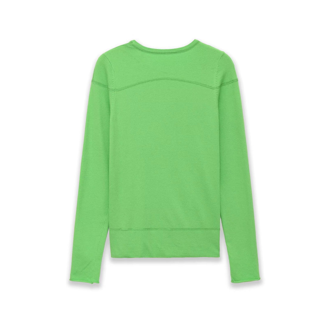 Damen Leichter Feinstrickpullover mit Rundhalsausschnitt und dekorativen Nahtdetails Drune
