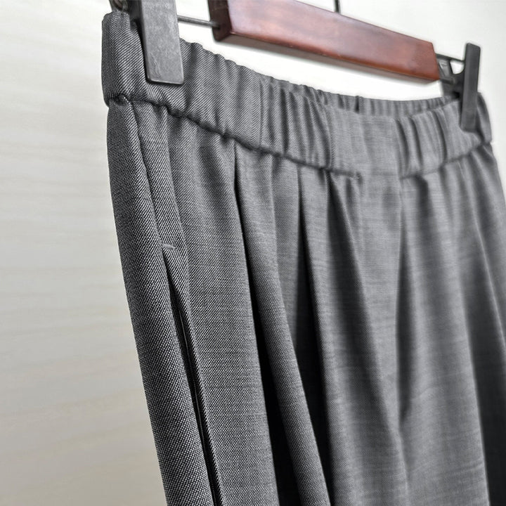 Damen Weite High-Waist Stoffhose mit Gummibund und geradem Bein Drune
