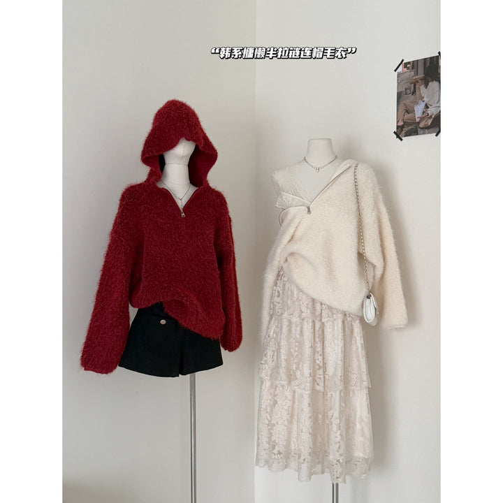 Damen Flauschiger Kapuzenpullover Drune