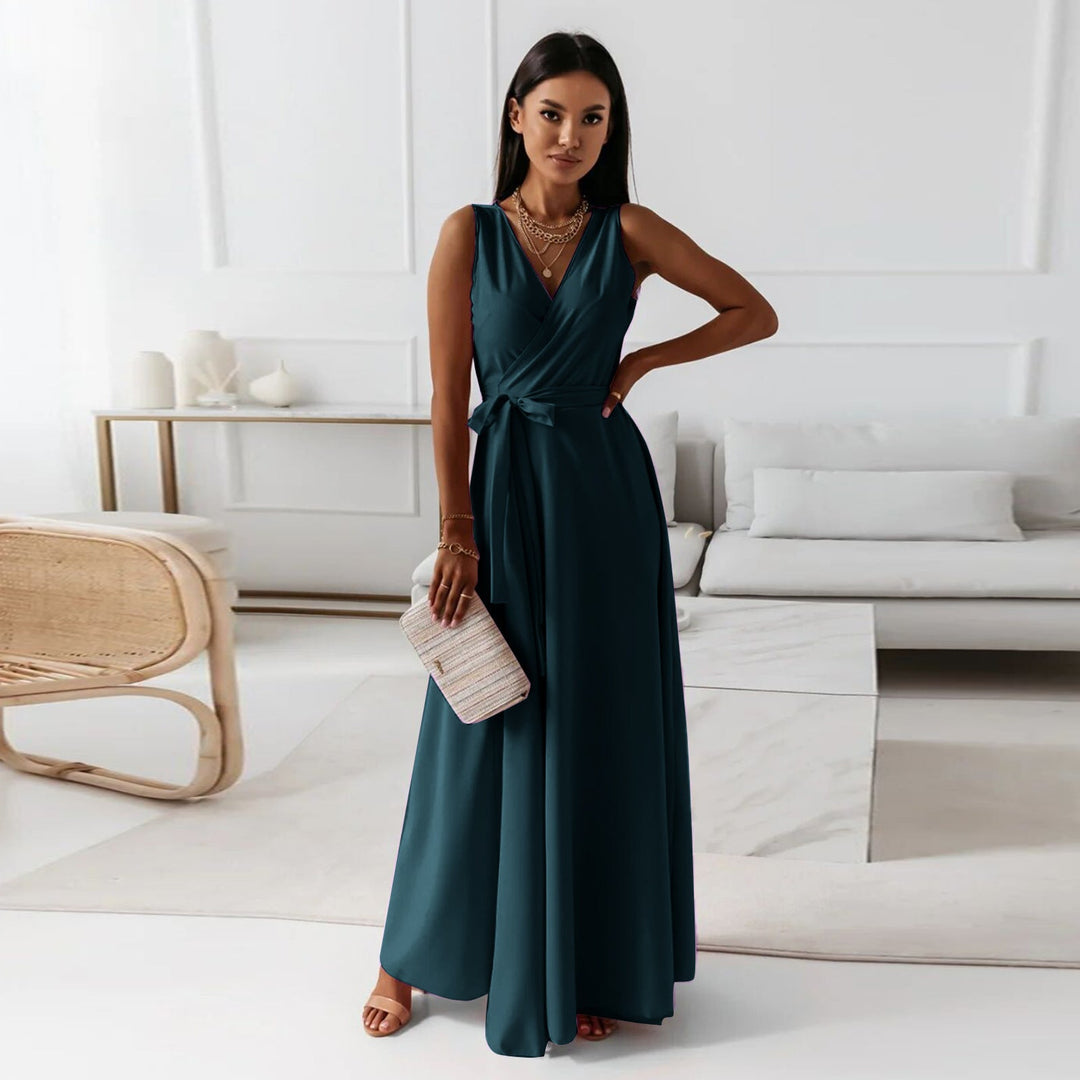 Damen Elegantes Wickel-Minikleid mit tiefem V-Ausschnitt und fließendem Stoff Drune