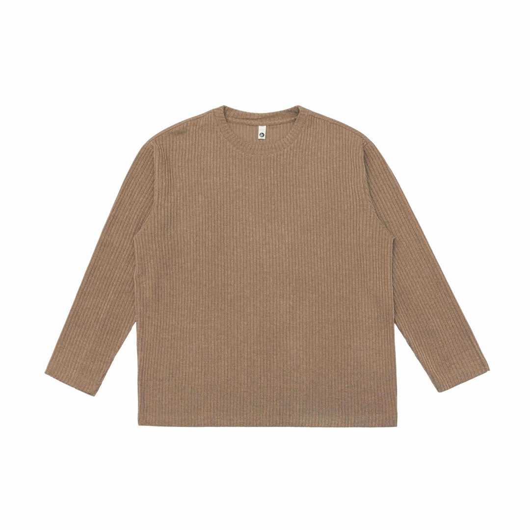 Unisex Gerippter Rundhalspullover aus feinem Strick mit Relaxed‑Fit Drune