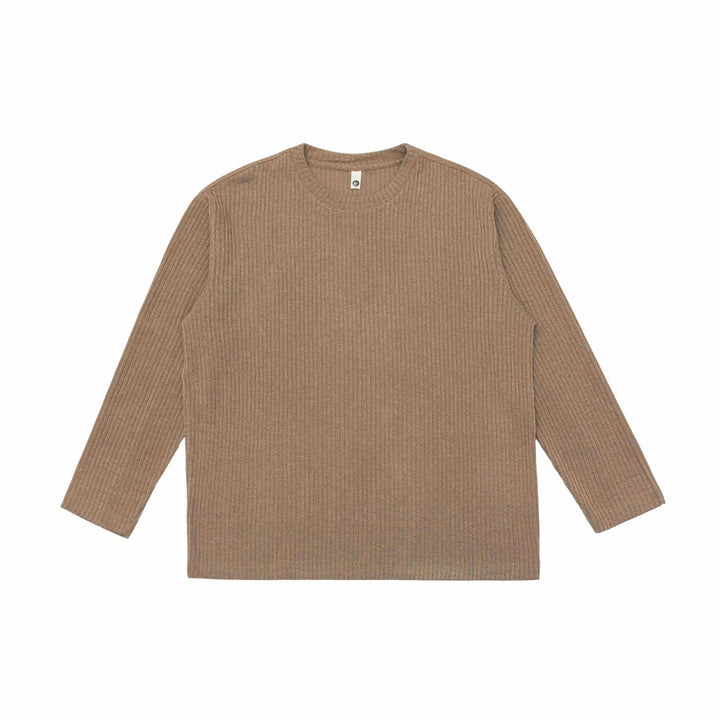 Unisex Gerippter Rundhalspullover aus feinem Strick mit Relaxed‑Fit Drune