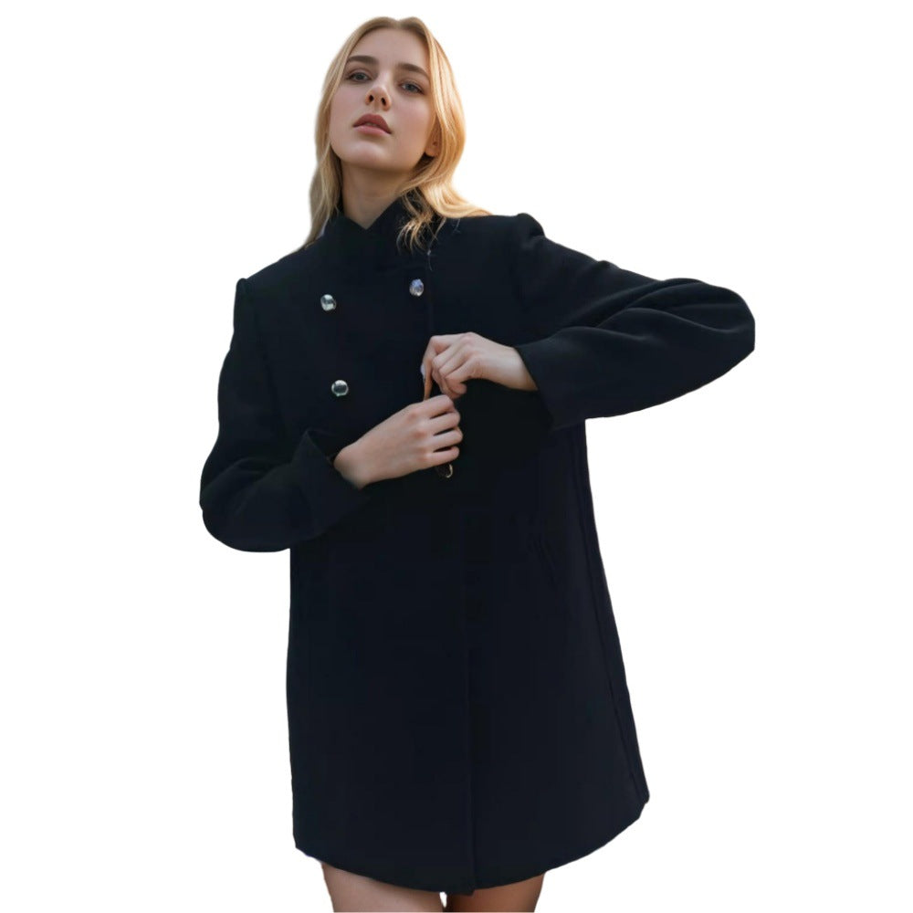 Damen eleganter Duffle-Mantel mit doppelter Knopfleiste und luxuriösen Details Drune