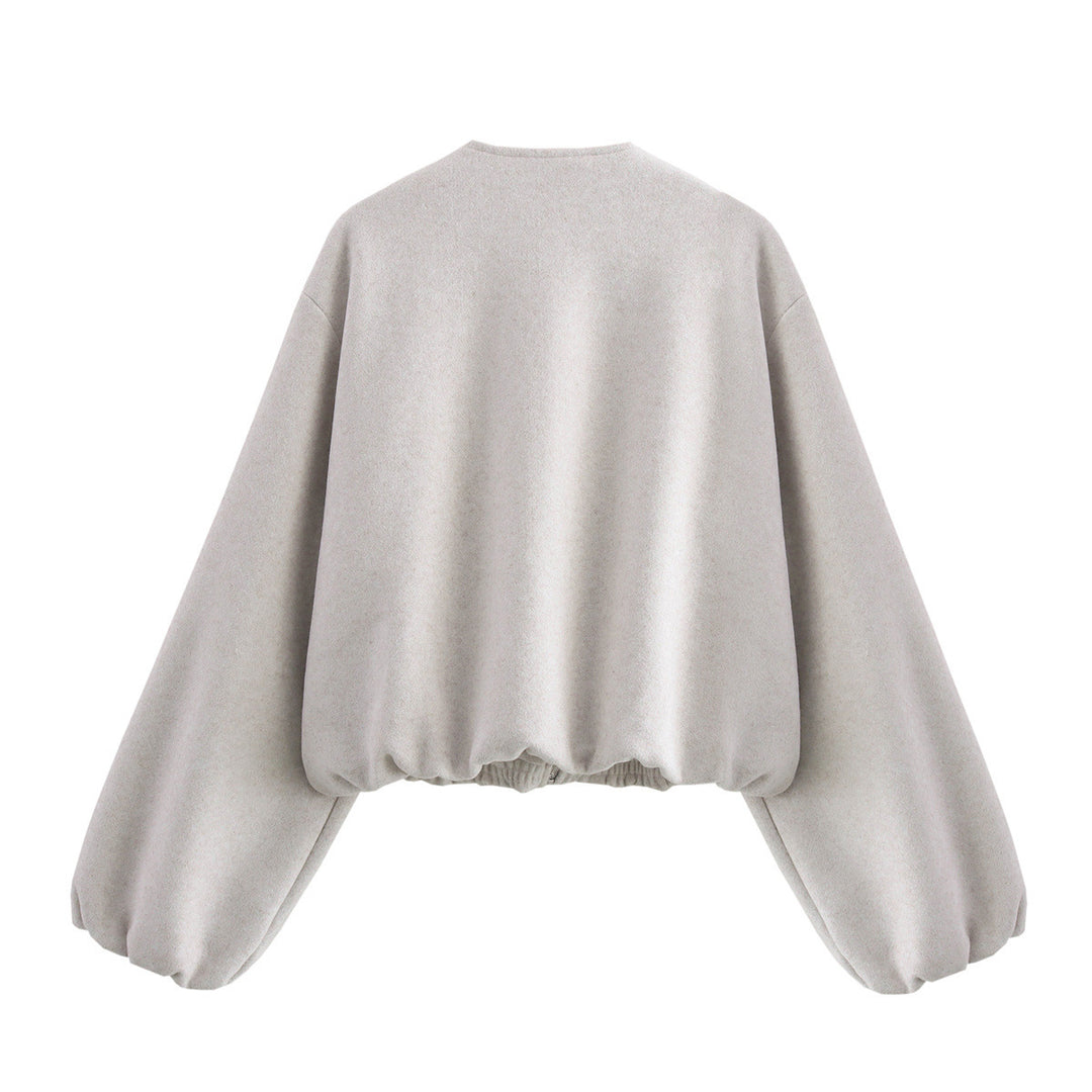 Damen lässige Oversize-Jacke mit elastischem Bund und praktischen Taschen Drune