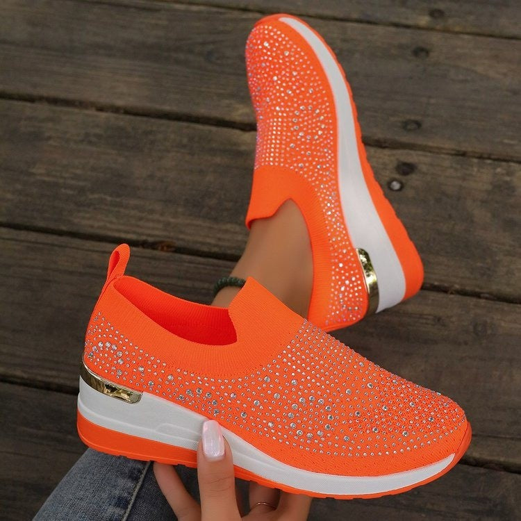 Damen Glitzernde Slip-On Sneakers mit ergonomischer Dämpfung und schockabsorbierender Sohle Drune