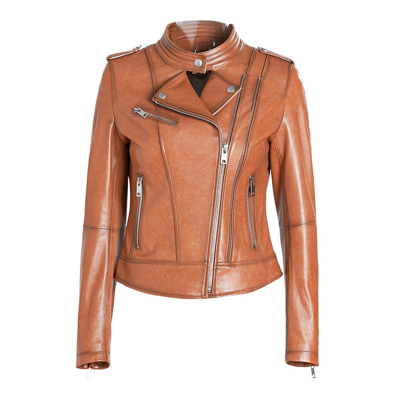 Damen Trendige Bikerjacke aus hochwertigem Kunstleder Drune