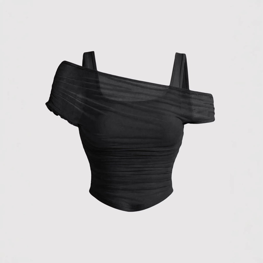 Damen Off-Shoulder Oberteil mit Raffung Drune