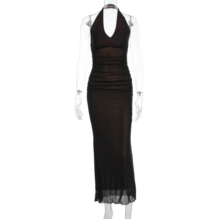 Damen Elegantes Maxikleid mit tiefem V-Ausschnitt und taillierendem Schnitt Drune