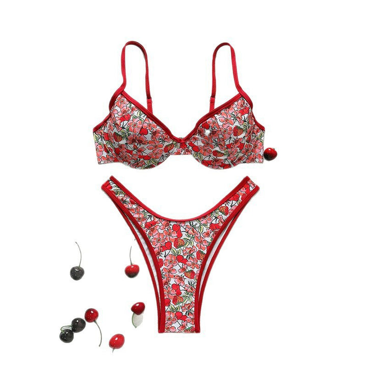 Damen Push-Up-Bikini mit floralen Mustern und verstellbaren Trägern Drune