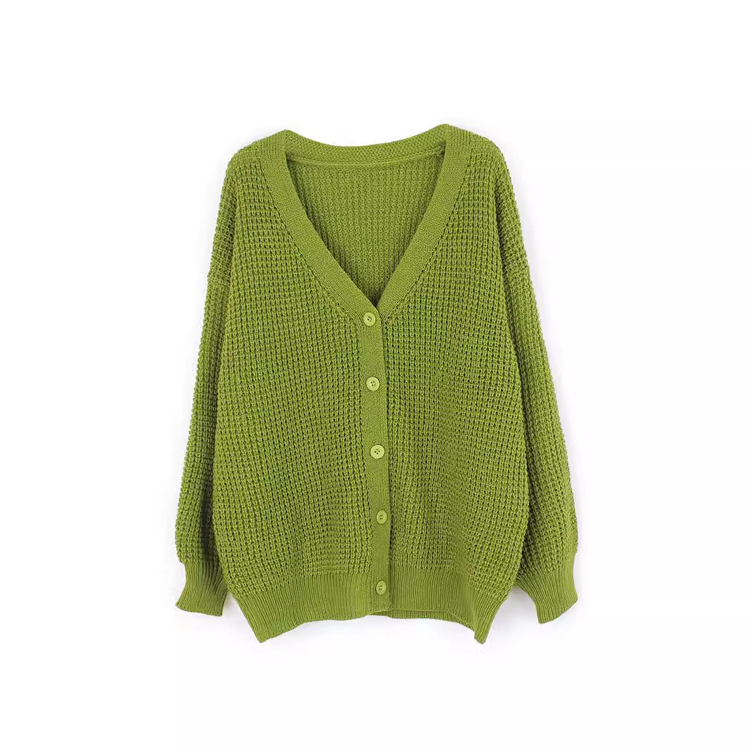 Damen modischer Strickcardigan mit luftigen Ärmeln und Knopfdetail Drune