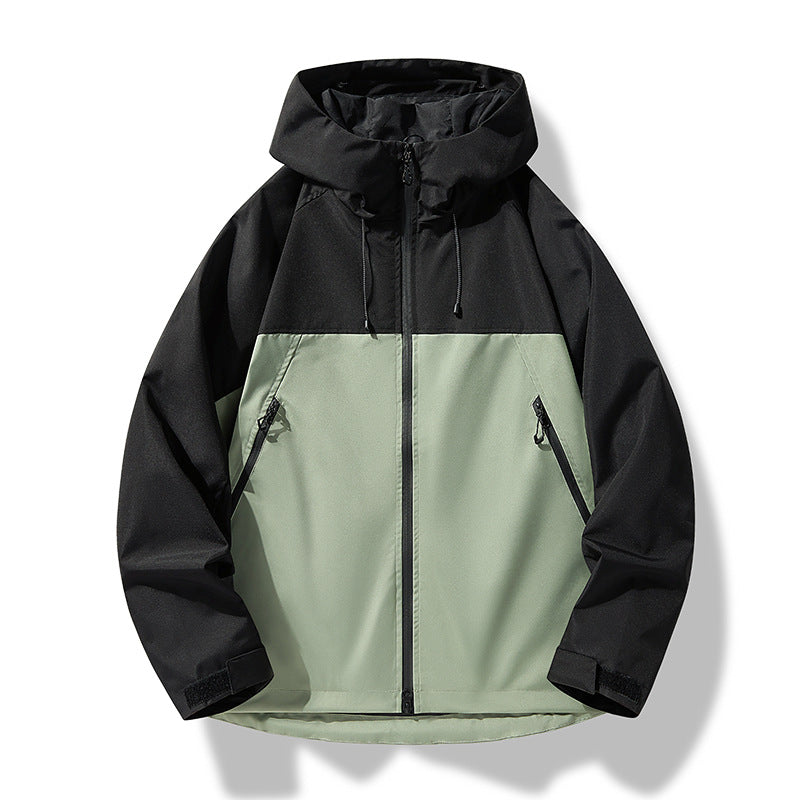 Herren Softshell-Outdoorjacke im Blockdesign mit Kapuze, Reißverschluss und wasserabweisender Beschichtung Drune