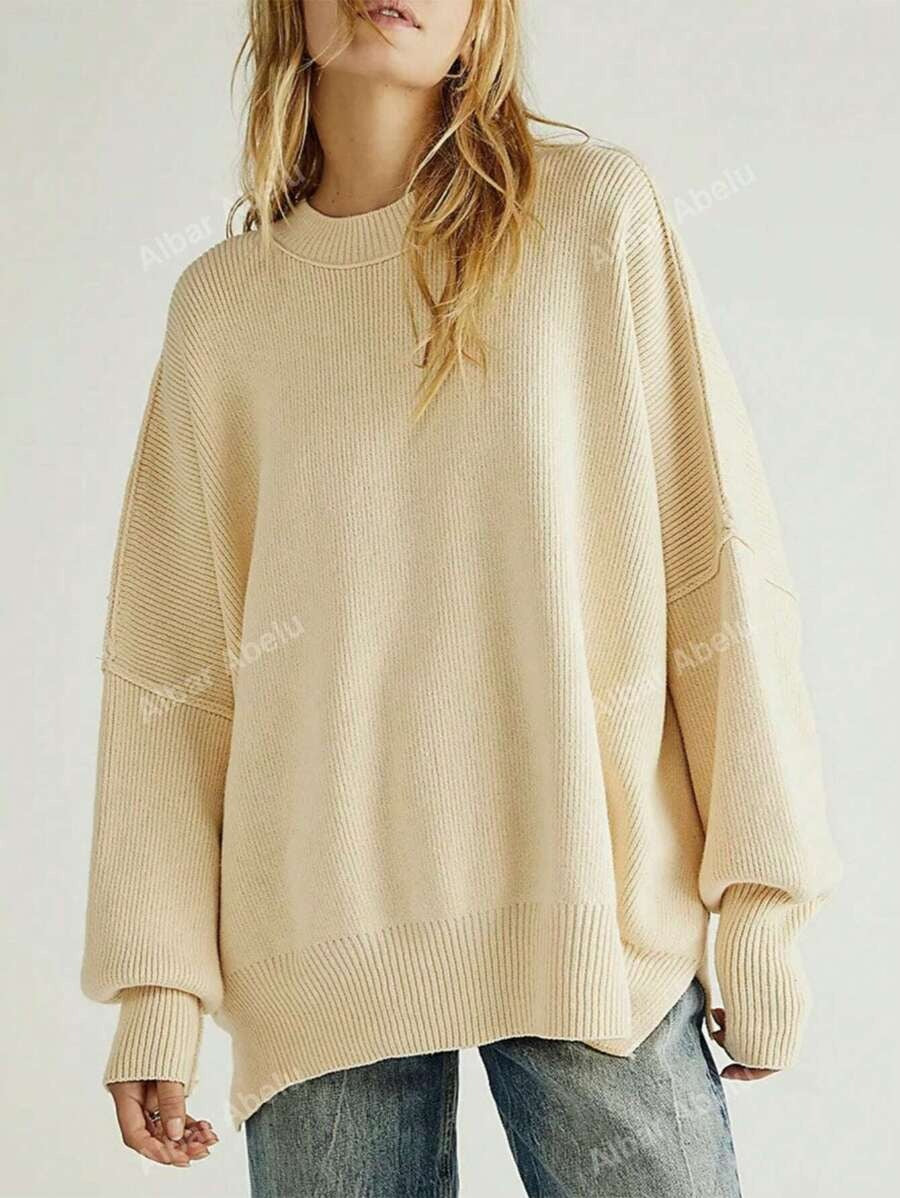 Damen Lässiger Oversized Pullover mit strukturiertem Muster Drune
