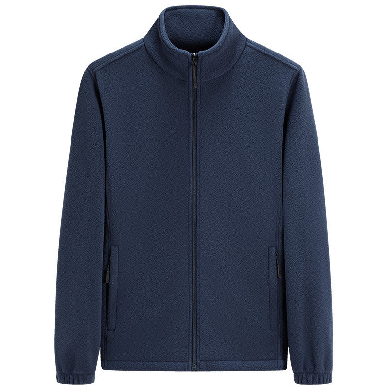 Herren klassische leichte Fleece-Zipjacke mit Stehkragen und Eingrifftaschen Drune