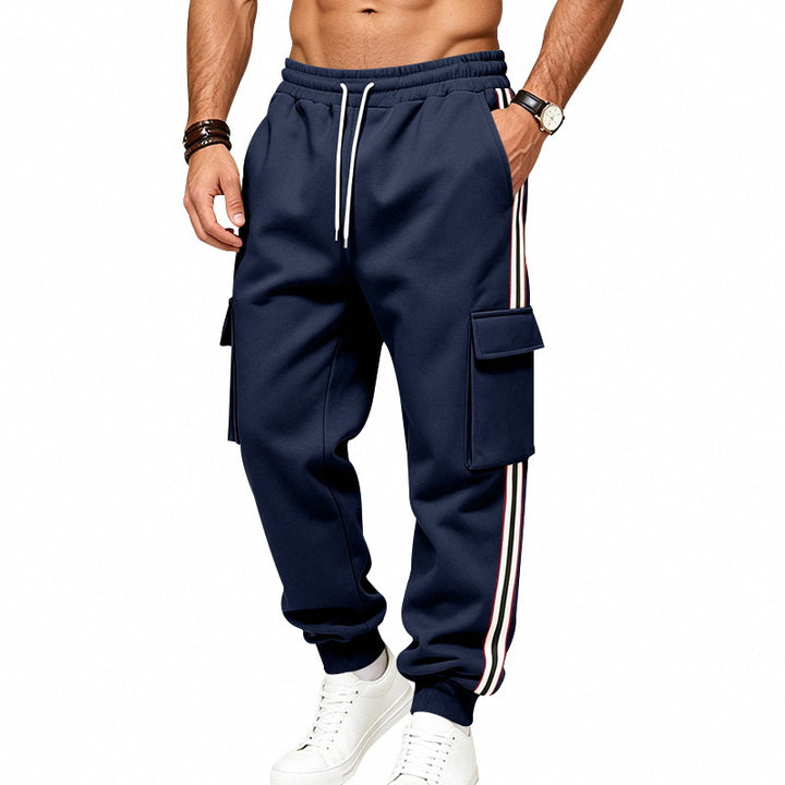 Herren Cargo-Jogginghose mit Cargo-Taschen und seitlichen Kontraststreifen Drune