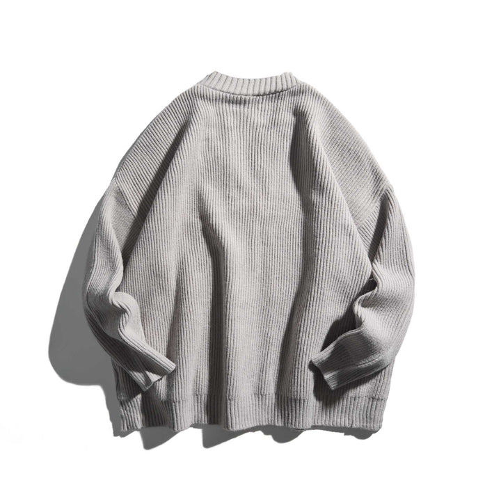 Damen Oversize Rippenstrick-Cardigan mit V‑Ausschnitt und aufgesetzten Taschen Drune