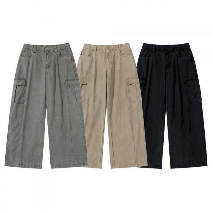 Damen Weite Cargo-Culotte-Hose aus Baumwollmix mit großen aufgesetzten Pattentaschen Drune