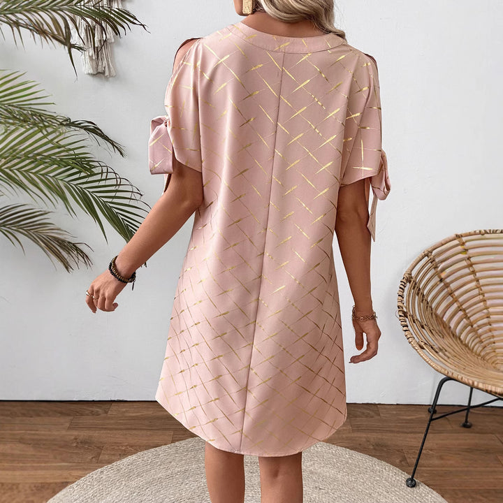 Damen lässiges Kleid mit leichten Puffärmeln Drune