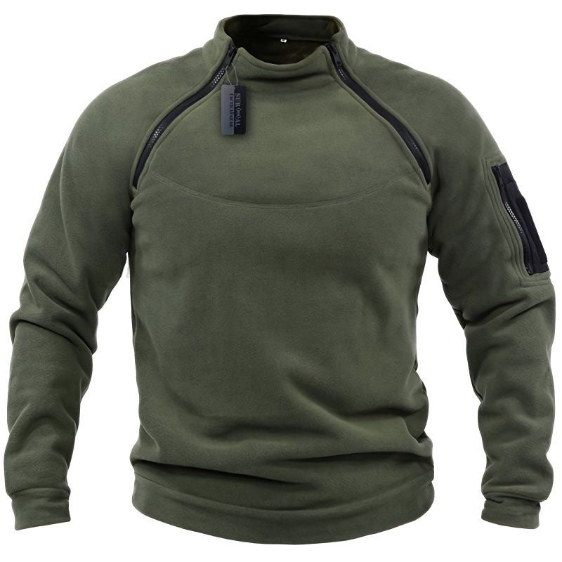 Herren Funktions-Fleecepullover mit Schulterbelüftung, hohem Stehkragen und Ärmeltasche Drune