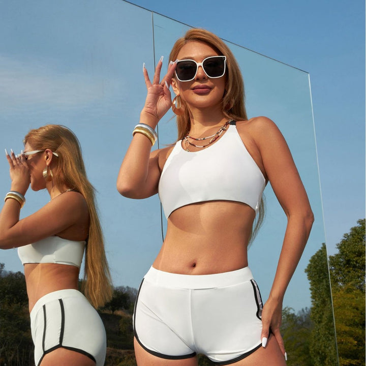 Damen Sportliches Bikini-Set mit hochgeschlossenem Top und bequemen Hosen Drune