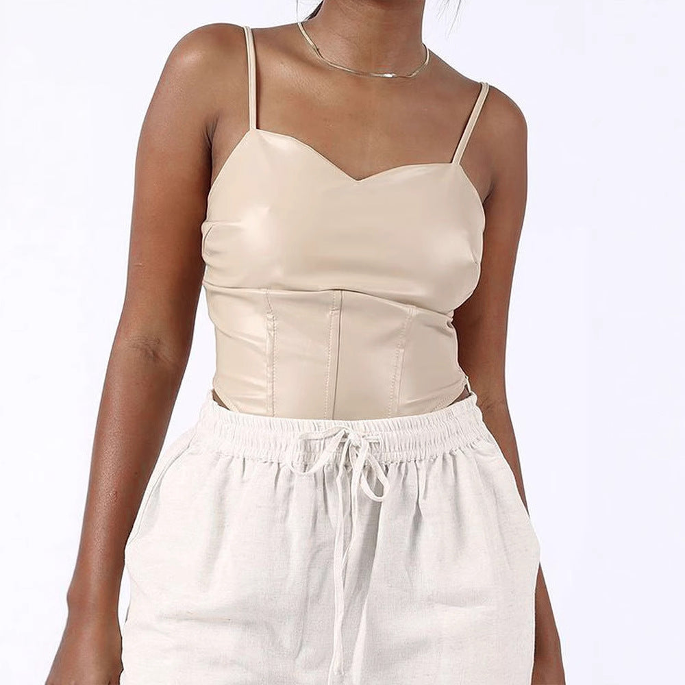 Damen Cropped Top mit elegantem V-Ausschnitt und figurbetonter Passform Drune