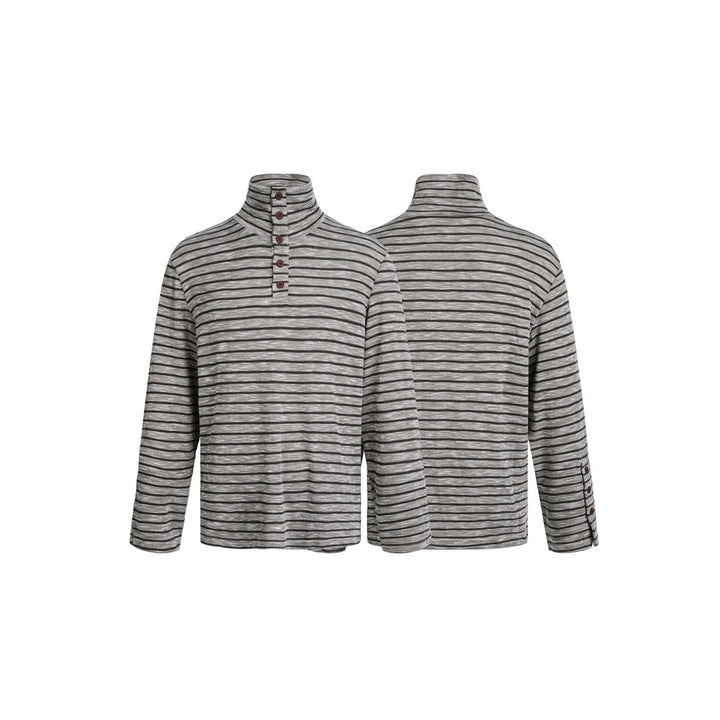 Herren Gestreifter Rollkragenpullover mit Knopfleiste und relaxed Fit Drune