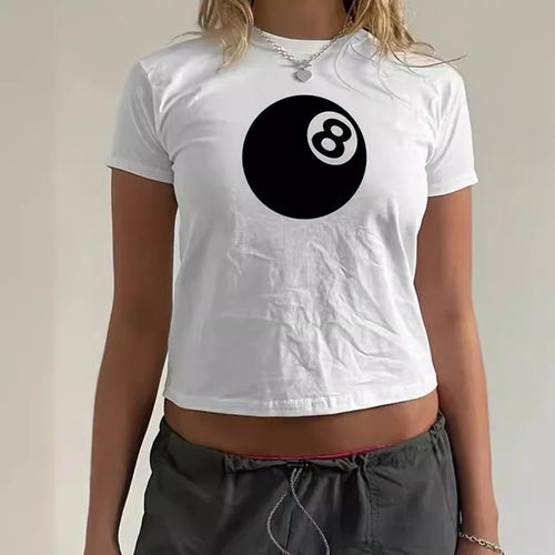 Damen cropped T-Shirt mit einzigartigem 8-Ball-Motiv und lässigem Schnitt Drune