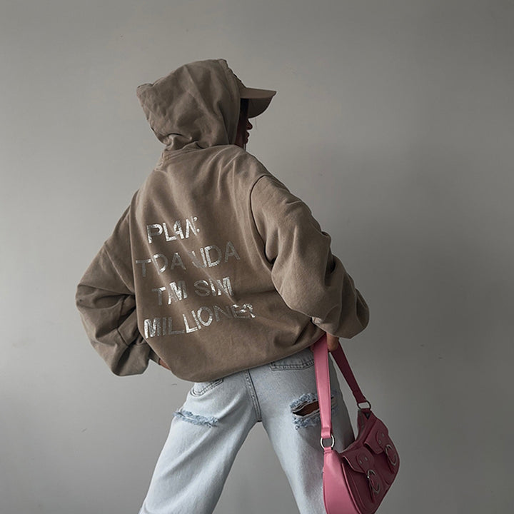 Damen Kapuzenpullover mit auffälligem Schriftzug und lässigem Schnitt Drune