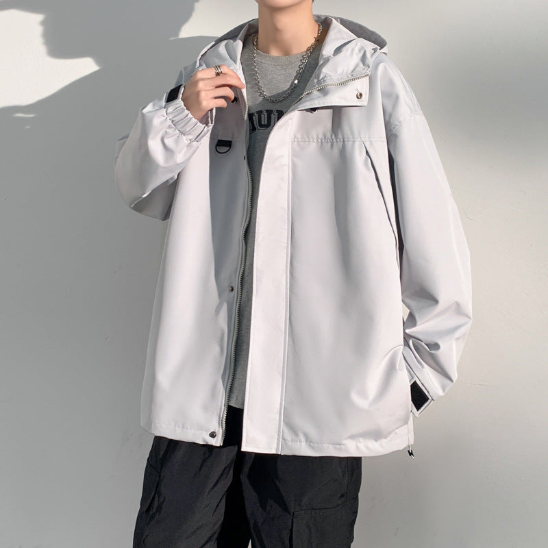 Herren zweilagige Softshell-Overlayerjacke mit Kapuze, wind- und wasserabweisender Membran und verstellbarem Saum Drune
