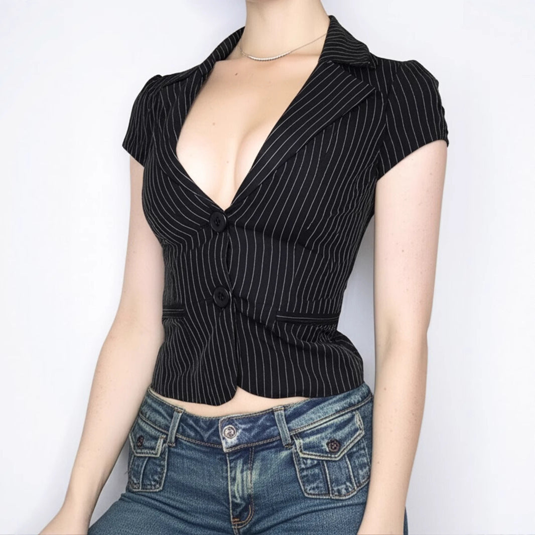 Damen Blazer mit tailliertem Schnitt und modernen Streifen Drune