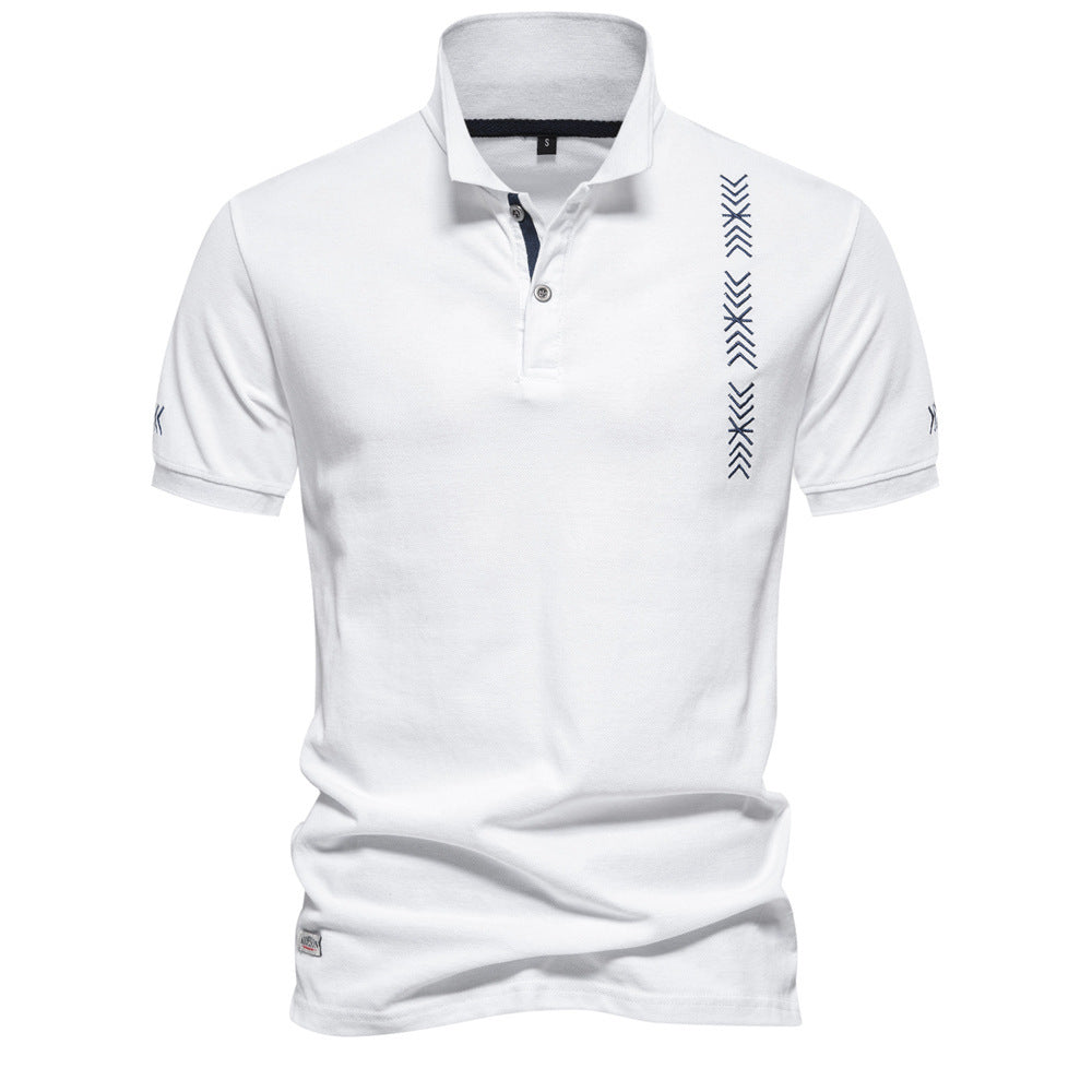 Herren nan legeres Polo mit kurzer Knopfleiste, gesticktem Pfeilmotiv-Panel und Stehkragen Drune