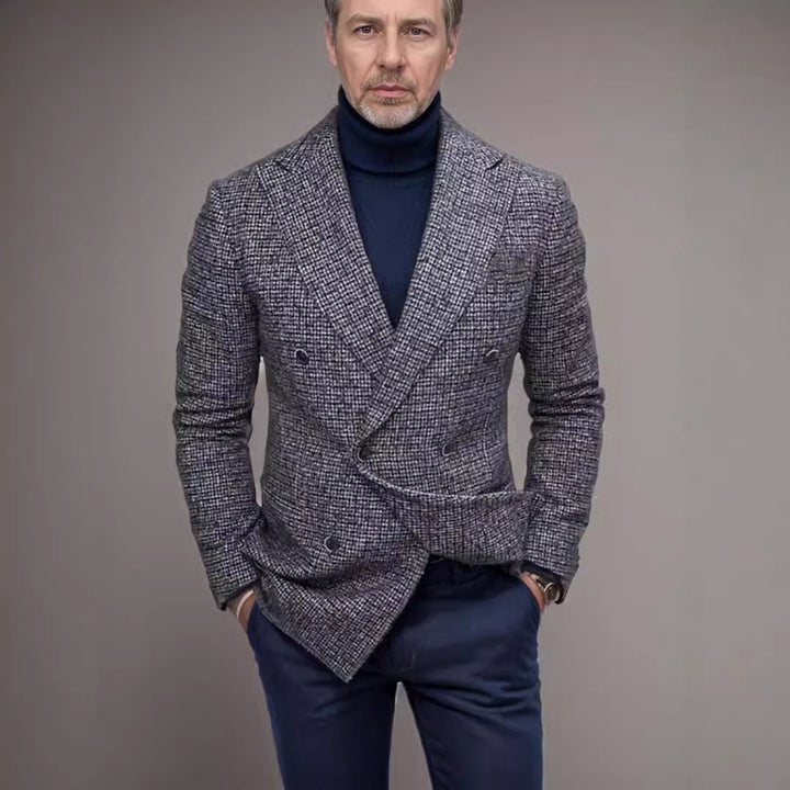 Herren zweireihiger Blazer aus hochwertigem Stoff mit modernen Details Drune