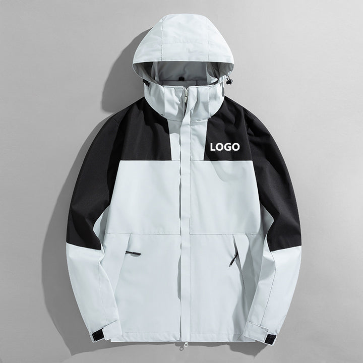 Herren Colorblock Wind- und Wasserabweisende Kapuzenjacke mit atmungsaktiver Softshell-Membran Drune