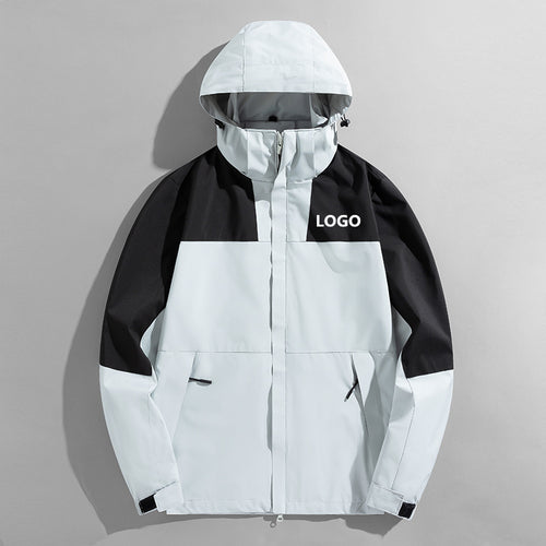 Herren Colorblock Wind- und Wasserabweisende Kapuzenjacke mit atmungsaktiver Softshell-Membran Drune