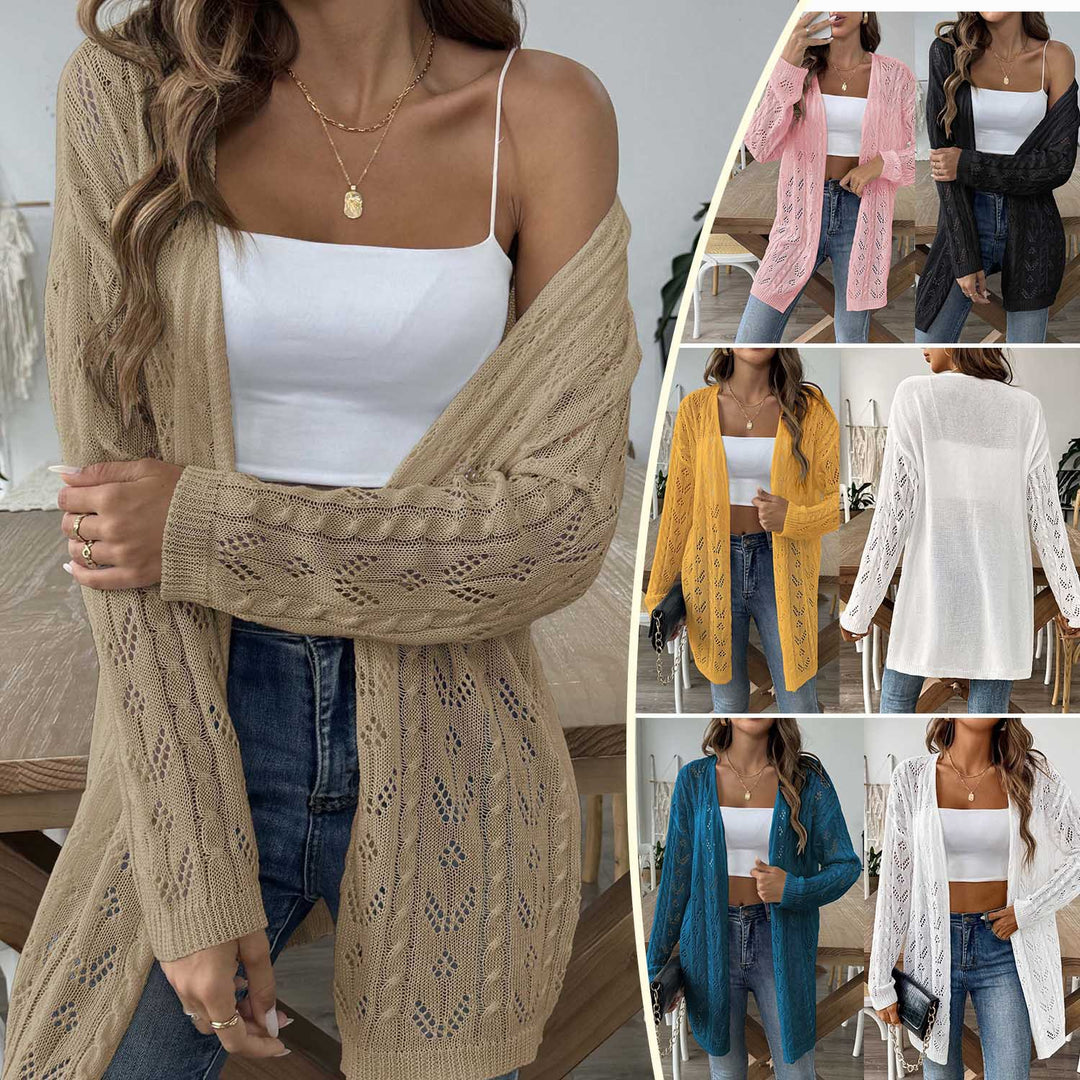 Damen leichte Strickjacke im eleganten Lochmuster Drune
