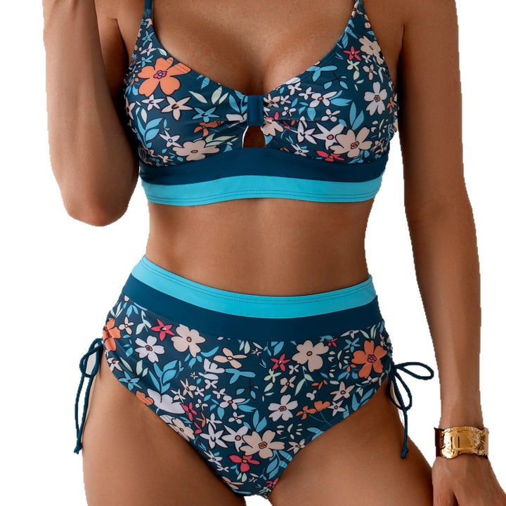 Damen Hochgeschnittener Bikini mit floralem Design Drune