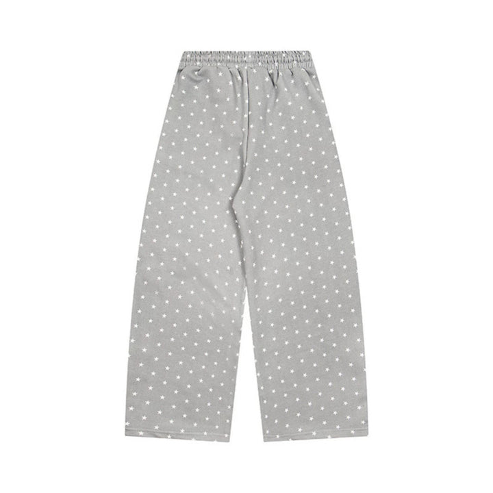 Damen Weite Lounge-Hose mit elastischem Bund, Sternenallover und Pfoten-Applikation Drune