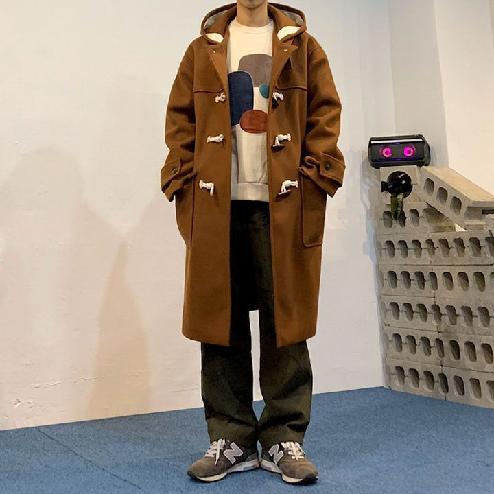 Damen Hochwertige Dufflecoat mit Kapuze und modernen Details Drune