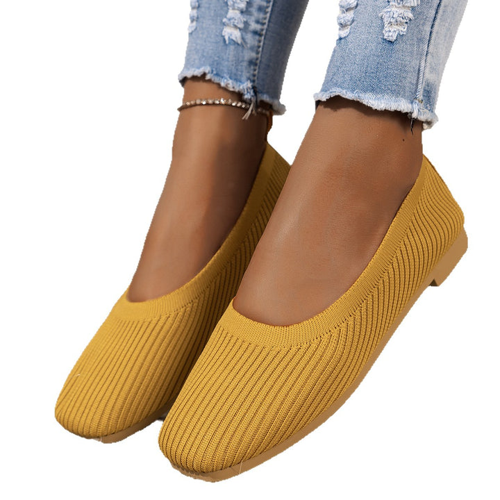 Damen Atmungsaktive Strick‑Ballerinas mit quadratischer Spitze Drune