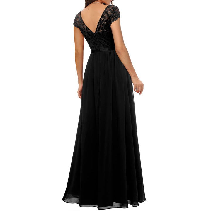 Damen Elegantes Spitzenkleid mit V-Ausschnitt Drune