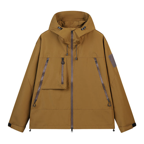 Herren Technische Kapuzen-Outdoorjacke mit wasserabweisenden Reißverschlüssen und Utility‑Taschen Drune