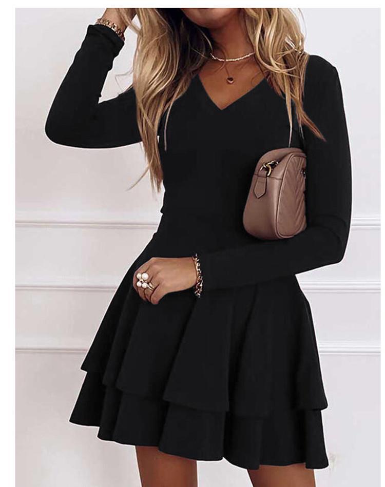 Damen Verspieltes schulterfreies Cocktailkleid mit Volants und tiefem V-Ausschnitt Drune
