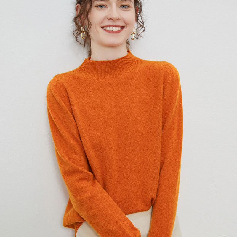 Damen weicher Feinstrick-Mockneckpullover mit Angora‑Look und legerer Silhouette Drune