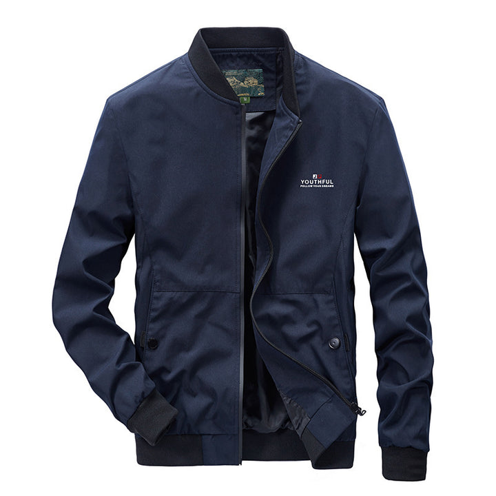 Herren Leichter Bomberblouson im urban-minimalistischen Stil mit Rippbündchen und Reißverschluss Drune