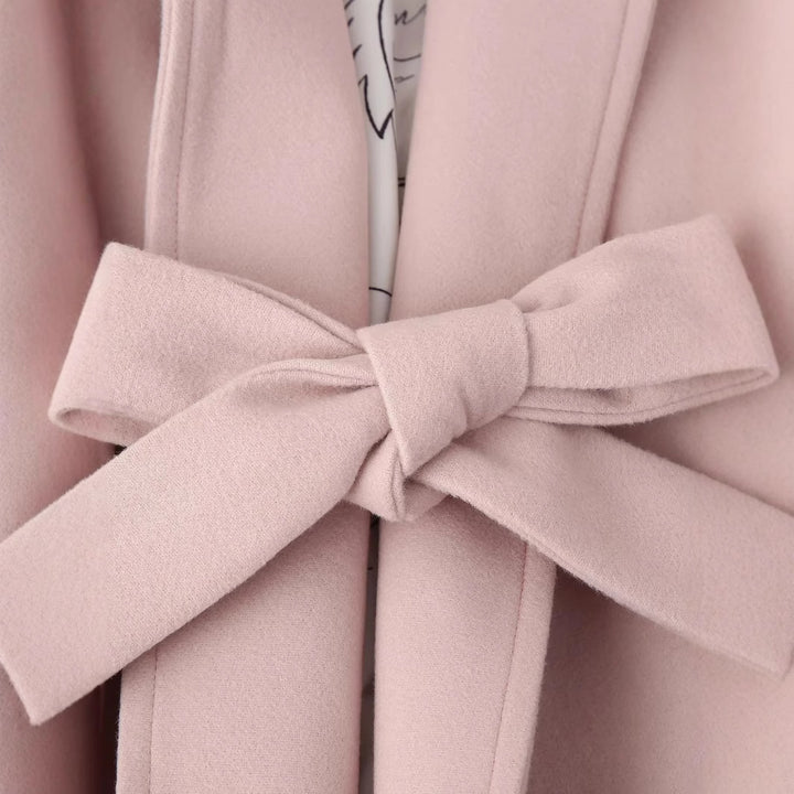 Damen nan kurzjacke mit weitem Schalkragen, tailliertem Bindegürtel und gemustertem Innenfutter Drune