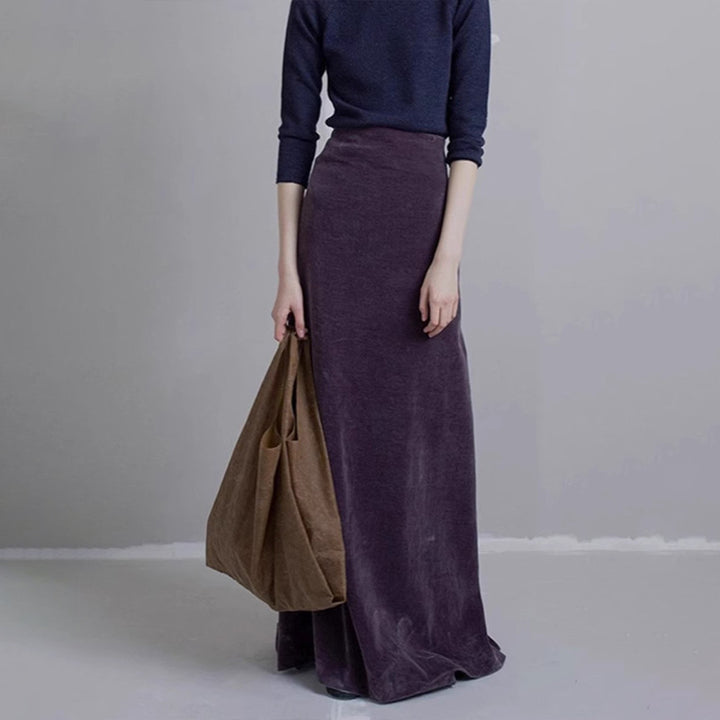 Damen eleganter Midirock aus hochwertigem Velours Drune